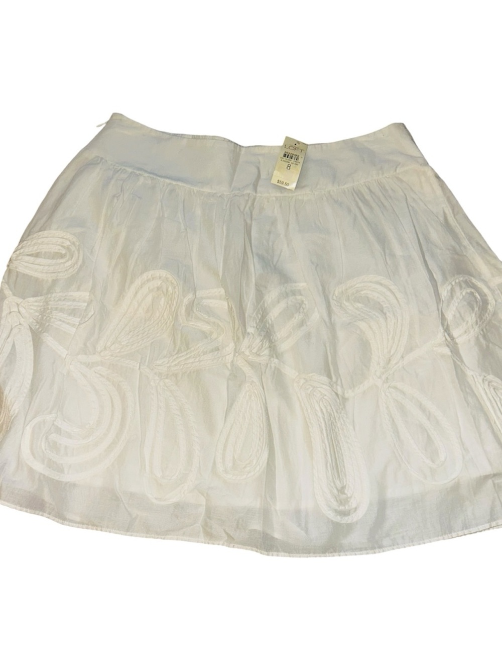 LOFT NWT White Embroidered Women’s Skirt - Size 8